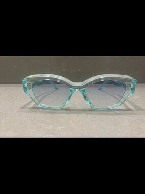 Transparent Aqua Blue Cat-Eye Sunglasses